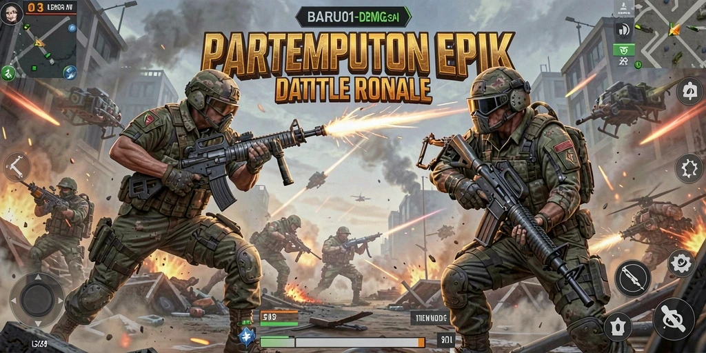 Tampilan mendebarkan gameplay Battle Royale di BARU01.