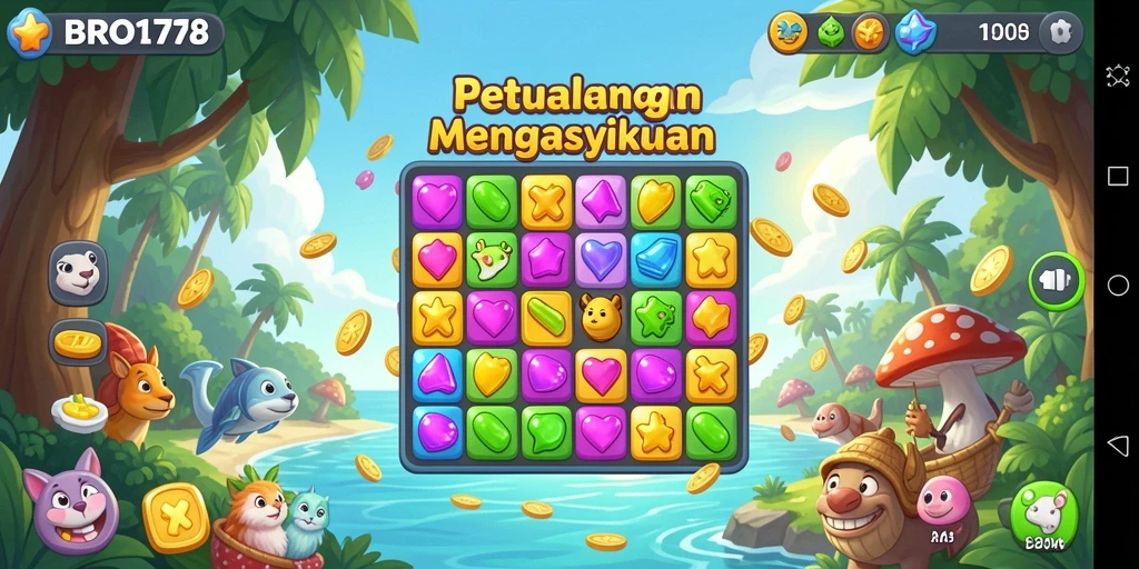 Tangkapan layar BRO178 menunjukkan keseruan gameplay Match-3 yang intuitif.