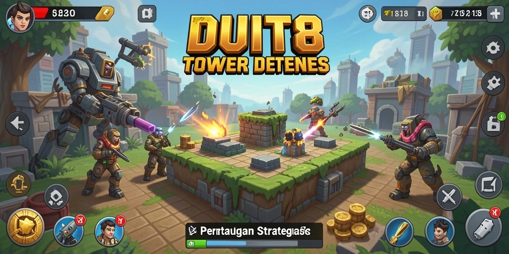 Tangkapan layar menampilkan aksi seru dalam gameplay Tower Defense.
