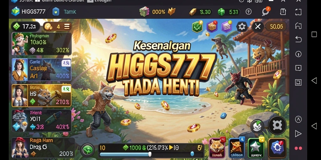 Tampilan gameplay HIGGS777 yang penuh warna dan menyenangkan.