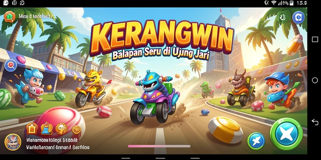 Tampilan penuh aksi dari gameplay balapan KERANGWIN yang mengasyikkan.