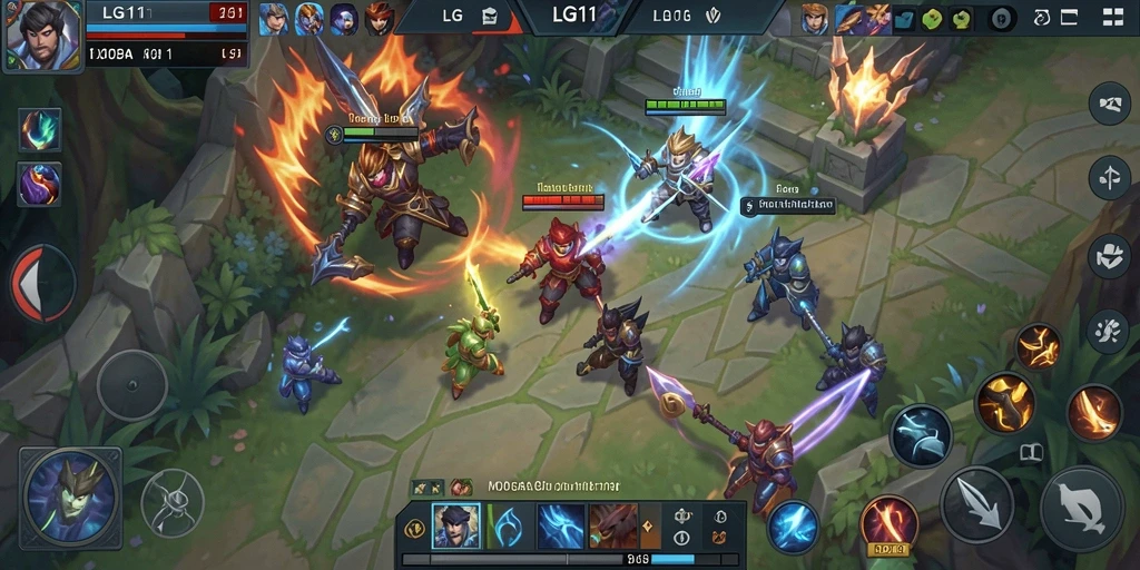 Tampilan seru gameplay LG111 dalam pertempuran MOBA.